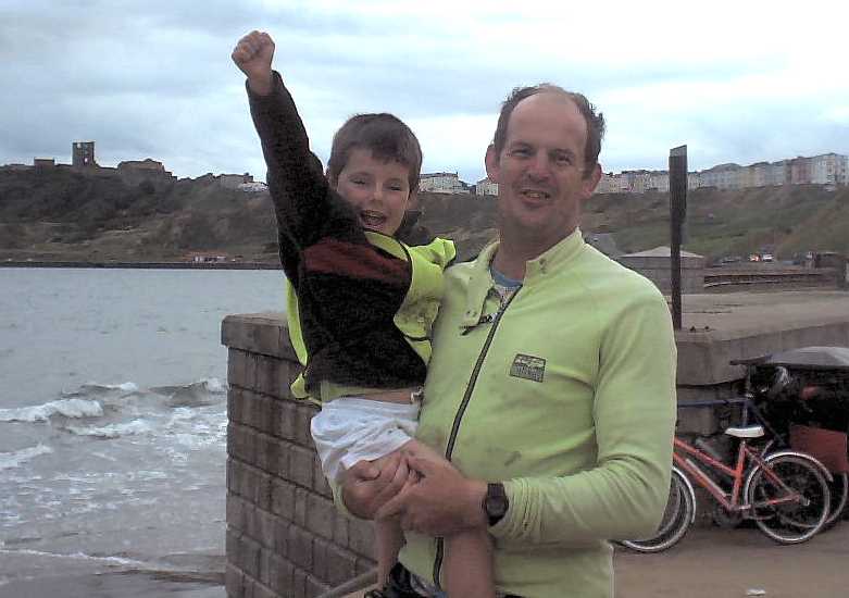 Graham Kidd (6) having completed a trans-England cycle ride